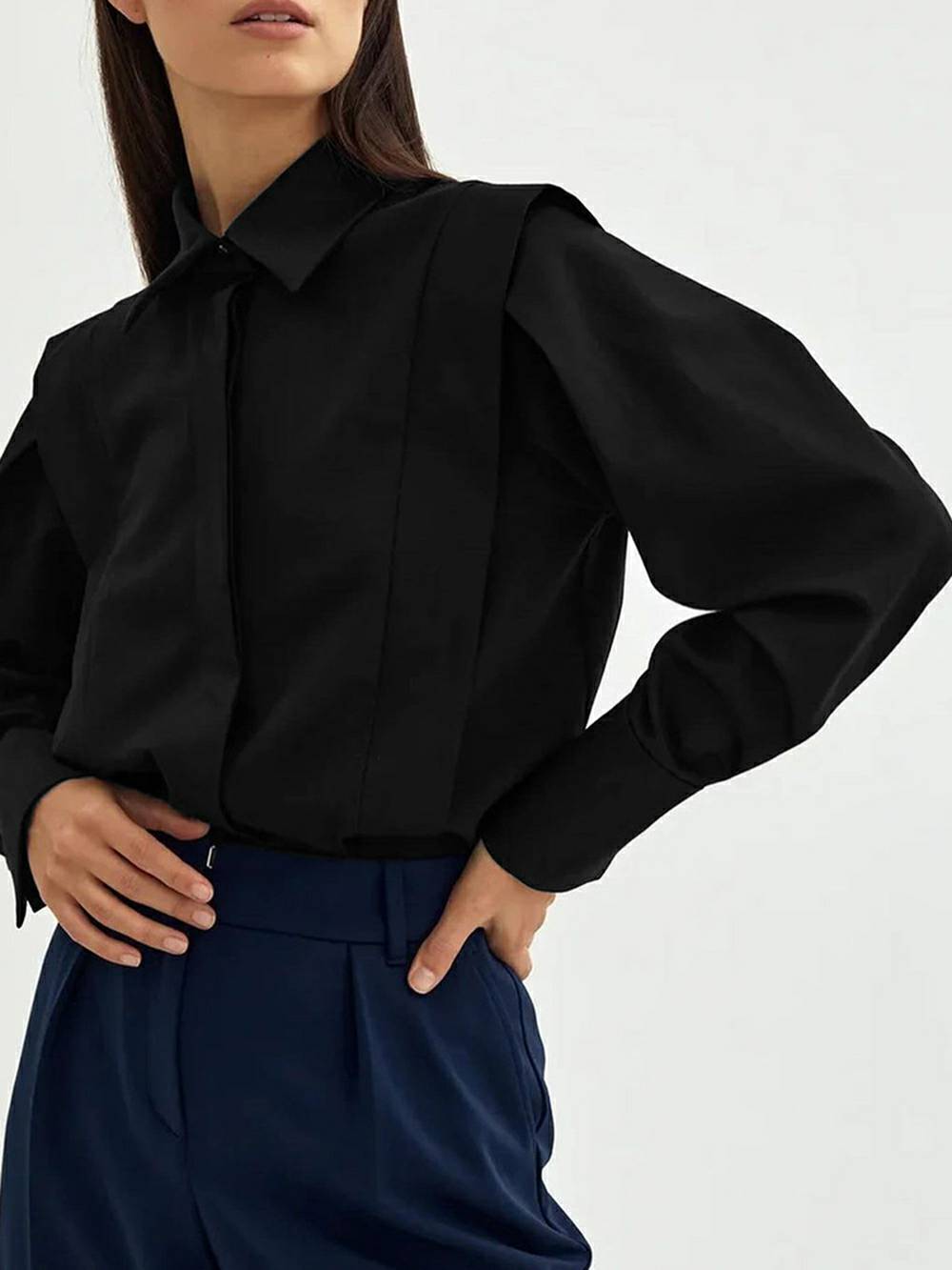 Long Sleeve with Pleated Detailing Top - Seldom Seen Styles