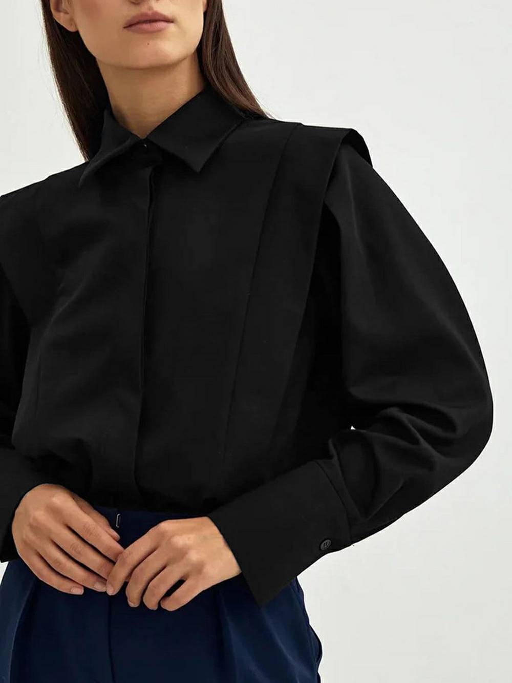Long Sleeve with Pleated Detailing Top - Seldom Seen Styles