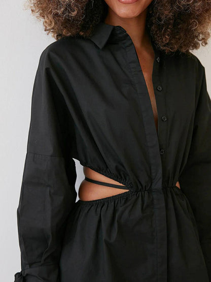 Robe à taille drapée et épaules tombantes