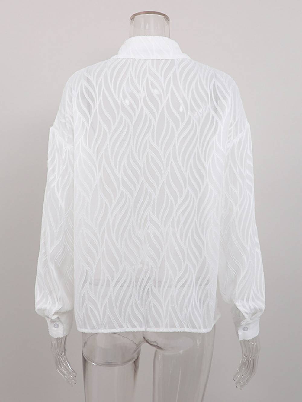 White Women Blouses Thin Lapel Elegant Long Sleeve Shirts - Seldom Seen Styles