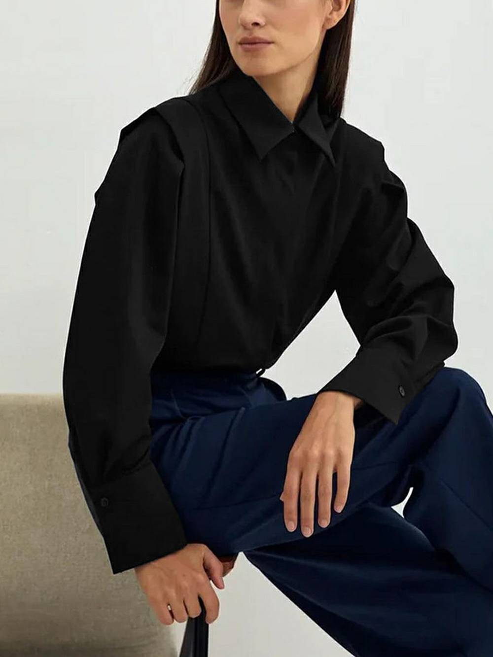 Long Sleeve with Pleated Detailing Top - Seldom Seen Styles