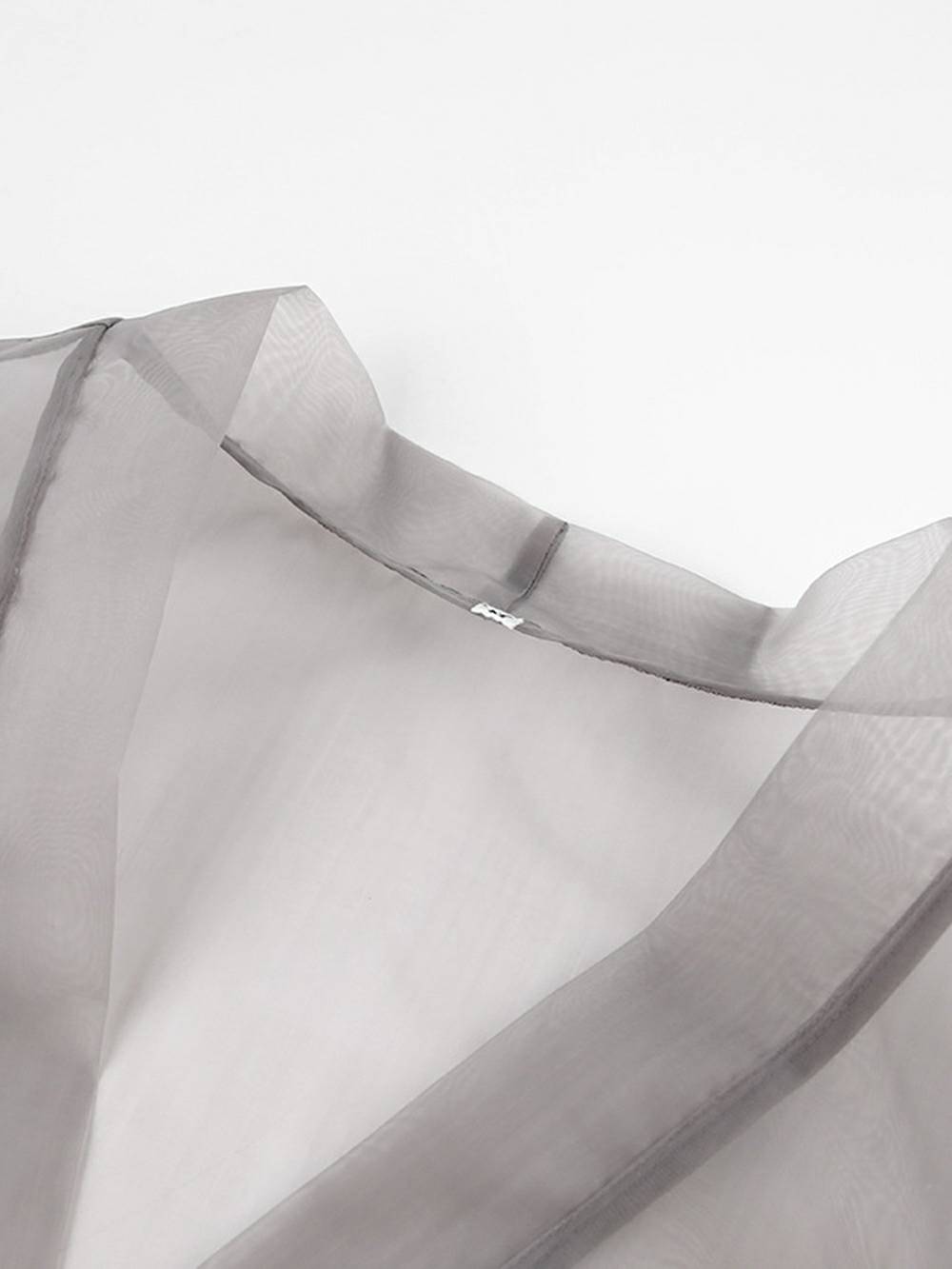 Sheer Sexy Top V Neck Long Puff Sleeves Bow Tie Chic Blouse - Seldom Seen Styles