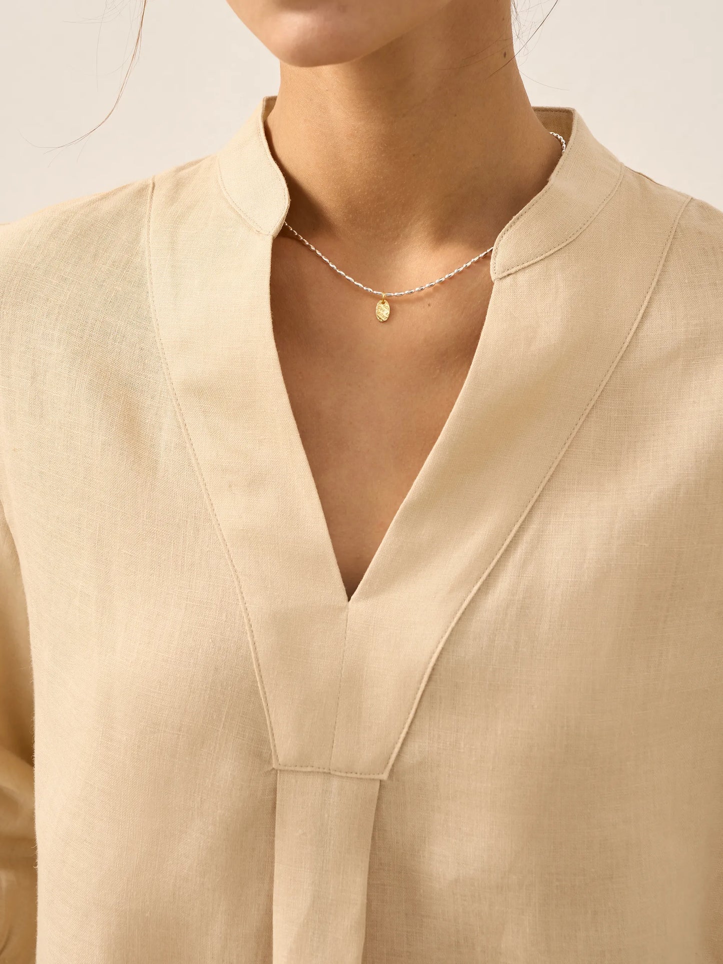 Women's 100% Linen Dress Shirt Stand Collar Half Sleeve Relaxed Fit Casual Summer Beach Vacation Blouse Top