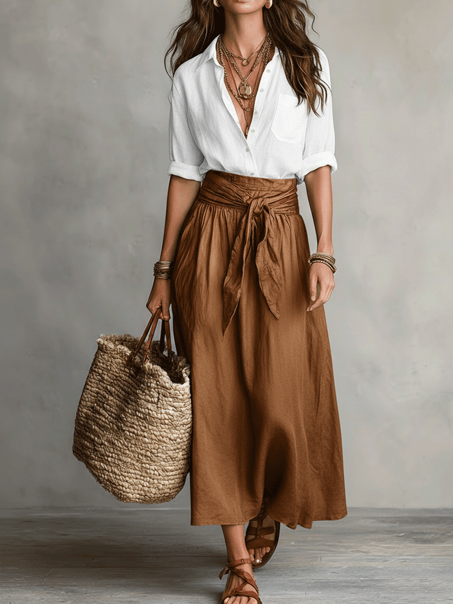 Women's Boho Two Piece Skirt Set Maxi Skirt and Top Casual Summer Vacation Outfit - Seldom Seen Styles