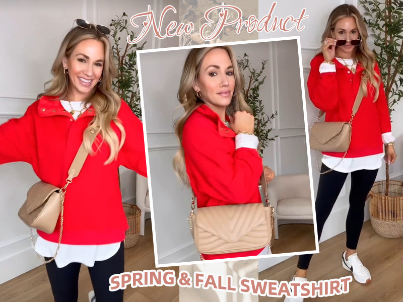 Sweatshirt for Women Oversized Casual Long Sleeve Button Henley Neck Pullover Tops Fashion Outfits Clothes - Seldom Seen Styles