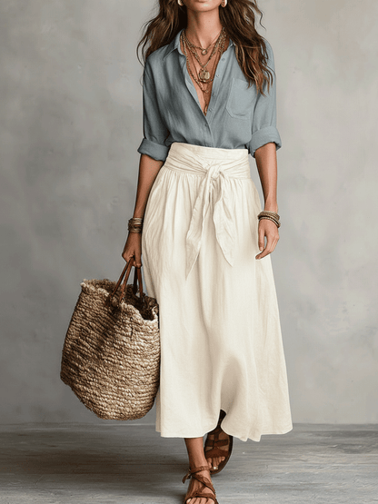 Women's Boho Two Piece Skirt Set Maxi Skirt and Top Casual Summer Vacation Outfit