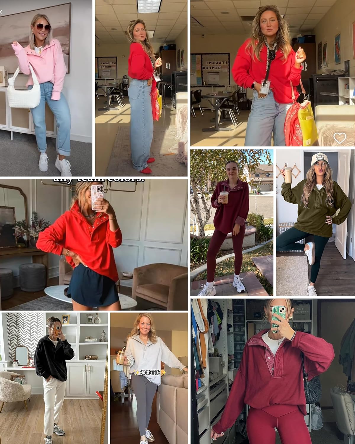 Sweatshirt for Women Oversized Casual Long Sleeve Button Henley Neck Pullover Tops Fashion Outfits Clothes - Seldom Seen Styles