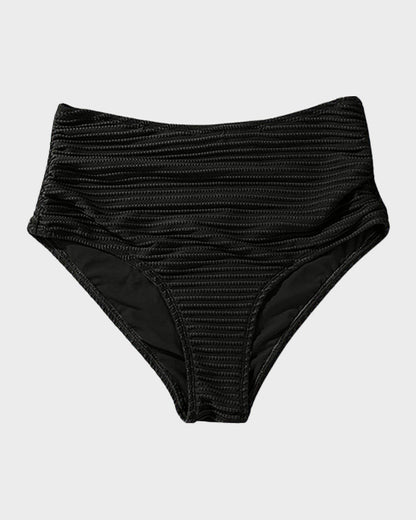 Textured Knot-Front High-Waisted Bikini Set