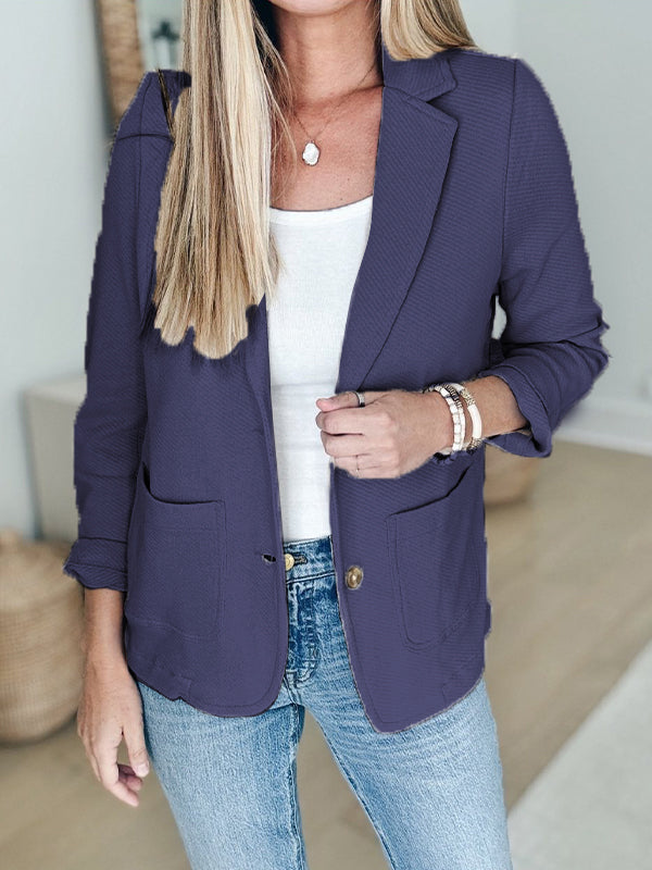 Women's Lapel Button Casual Jacket - Seldom Seen Styles