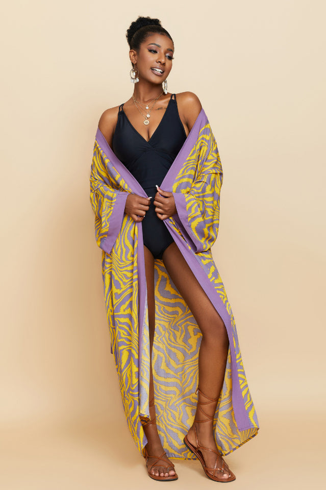 Print Belted Kimono Dress - Seldom Seen Styles