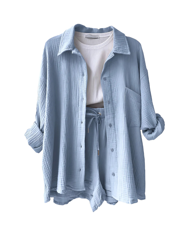 Modern Button-Up Shorts Set - Seldom Seen Styles