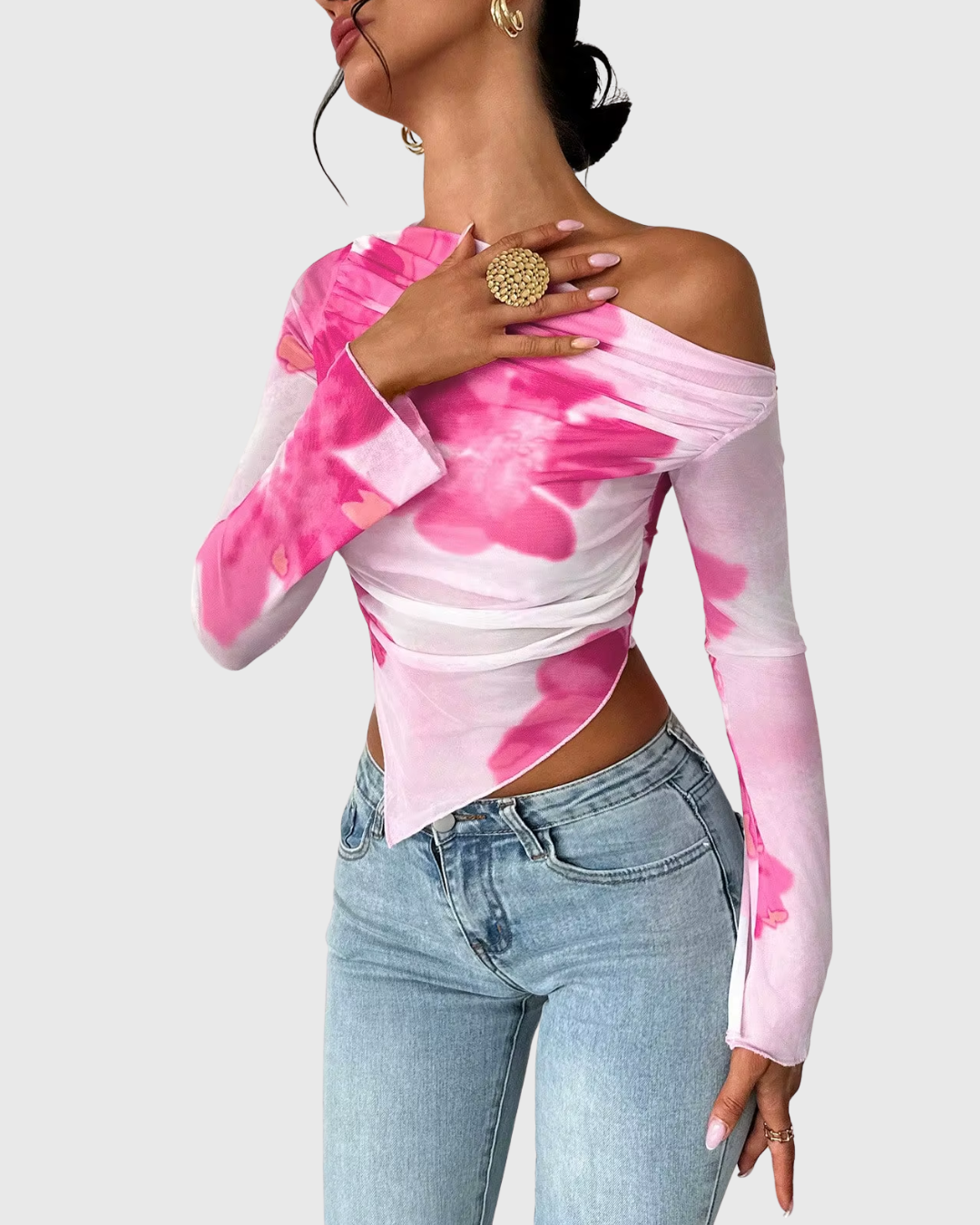 Floral Dye Off-Shoulder Top - Seldom Seen Styles