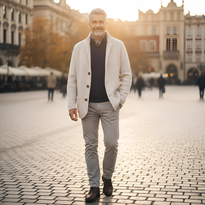 Mens Sweater Blazer Knitted Cardigan Sweater Sport Coat Casual Warm Stand Collar Chunky Button Down Wool Suit Jacket