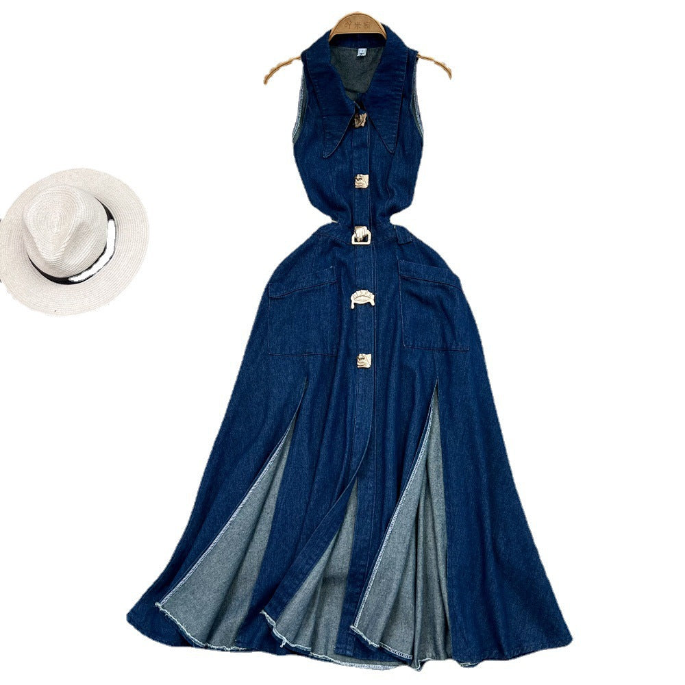 no sleeve Denim dress