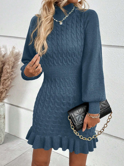 Autumn  Winter New Knitted Dress  Fashion Women's Wear Solid Color Dress