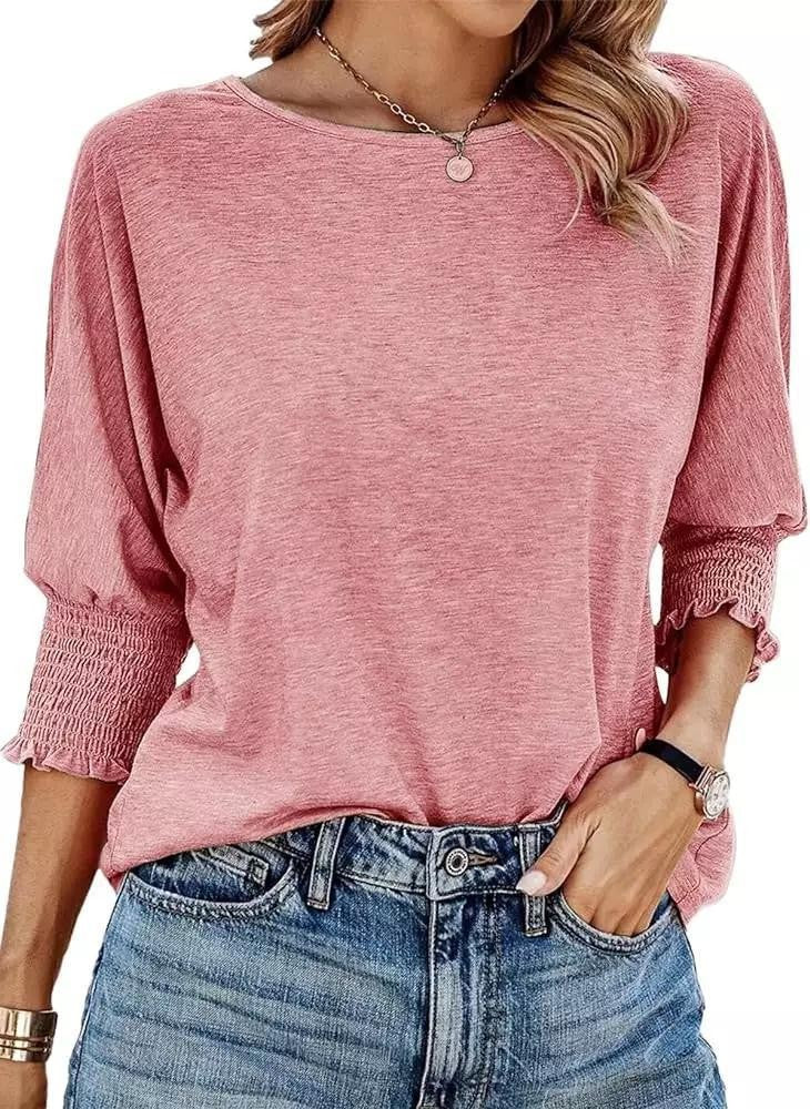 Women's 2025 Fashion Tops 3/4 Sleeve T-Shirts Cute Crewneck Basic Business Tees Blouses Casual Summer Wear Super Soft Breathable Fabric - Seldom Seen Styles