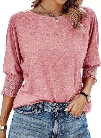 Women's 2025 Fashion Tops 3/4 Sleeve T-Shirts Cute Crewneck Basic Business Tees Blouses Casual Summer Wear Super Soft Breathable Fabric