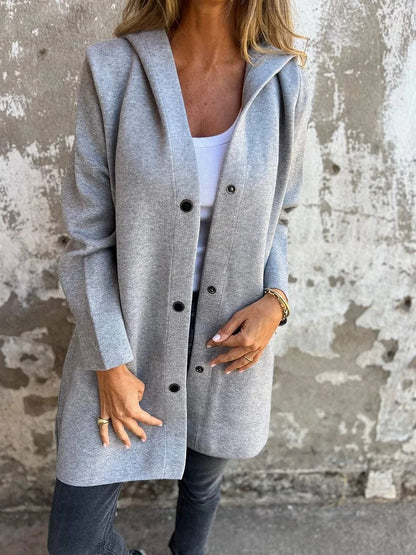 Women Single-Breasted A-Lined Winter Coat Mid Long Wool Blend Coat