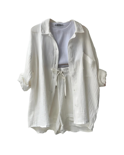 Modern Button-Up Shorts Set