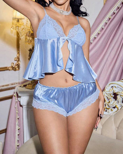 Ensemble de lingerie sexy à volants et dentelle pour femme