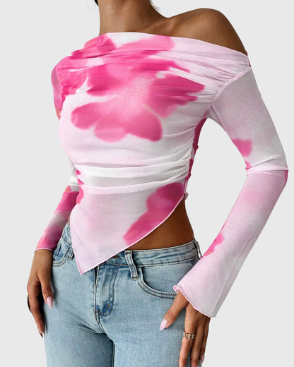 Floral Dye Off-Shoulder Top