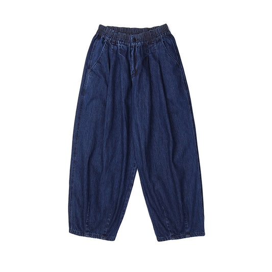 Elastic Waist Loose Wide Leg Jeans Straight Barrel Fit Casual Streetwear Four Season Denim Pants | Cloud Denim