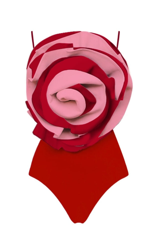 3D Flower One Piece Swimsuit & Skirt Set - Seldom Seen Styles