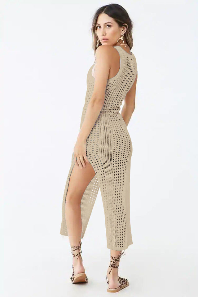 Knitted Cutout Split Beach Cover Up Dress - Seldom Seen Styles