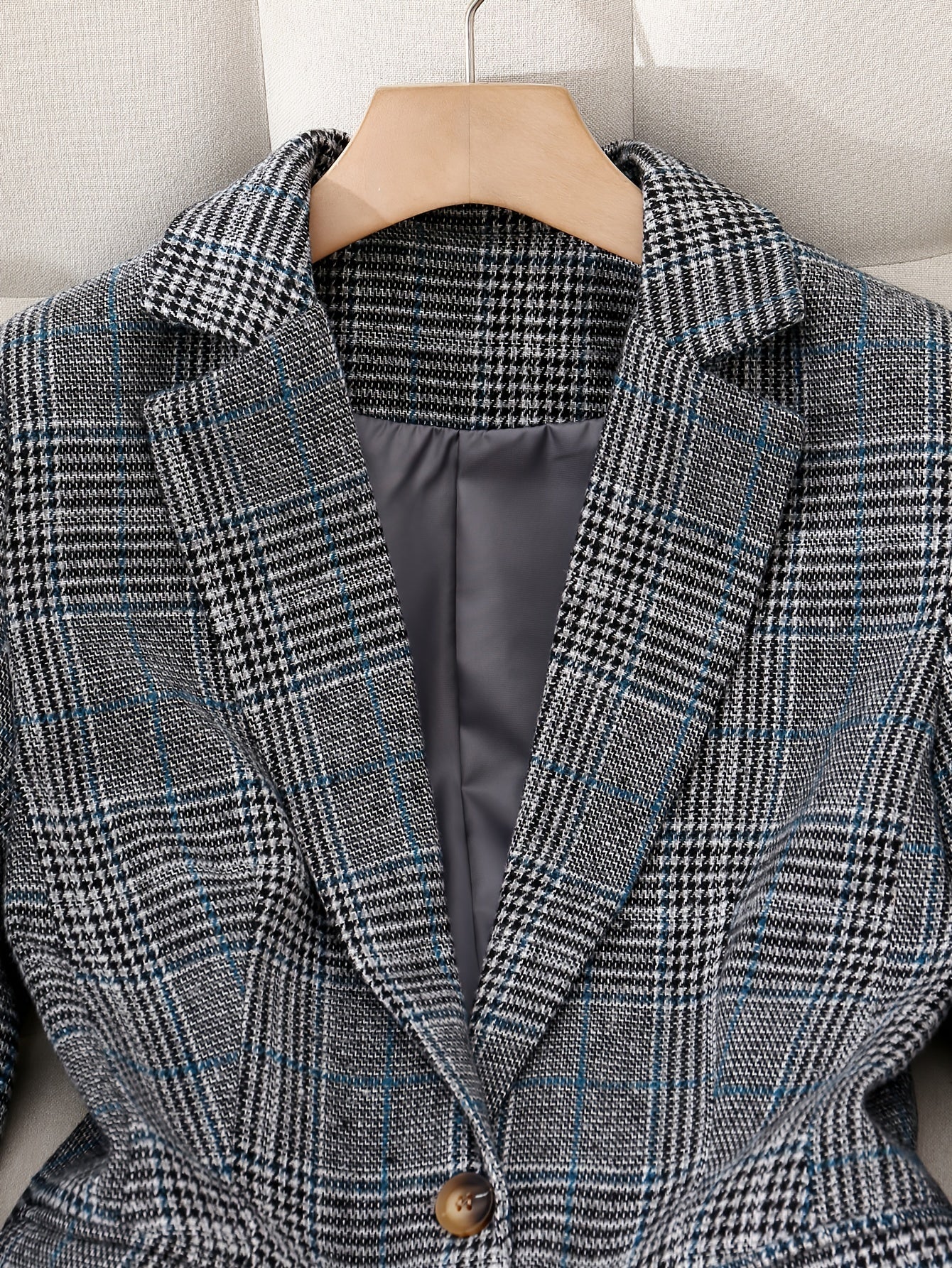 Women's Elegant Plaid Casual Suit Coat - Fashion long sleeve，Cardigan Fashionable Jacket with Pockets