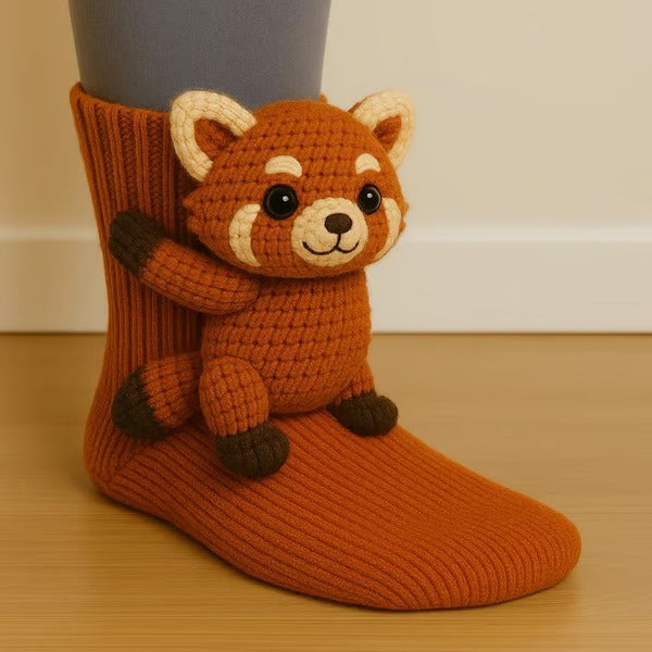 Animal Socks, 3D Knit Animal Socks for Women, Cute Handmade Plush Animals Design Sock