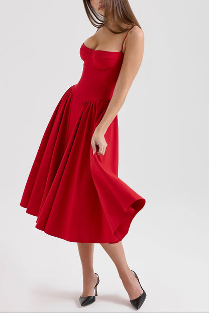 Hannah Midi Dress in Red