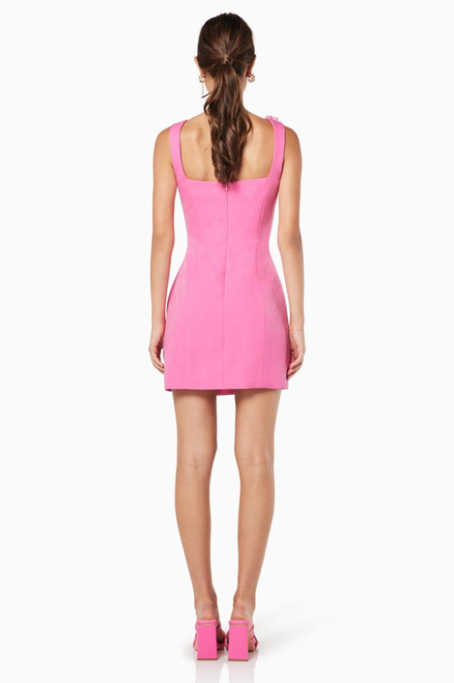 Women's Pink Floral Applique Mini Dress Elegant Sleeveless Party Dress - Seldom Seen Styles