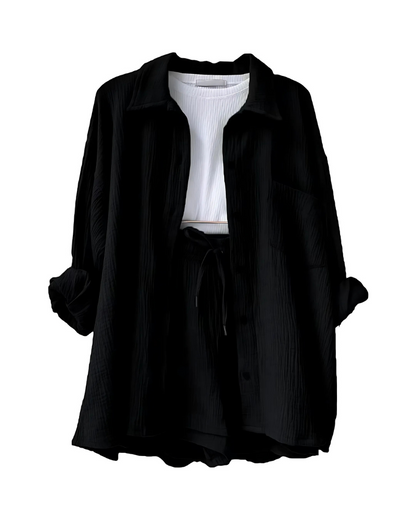 Modern Button-Up Shorts Set