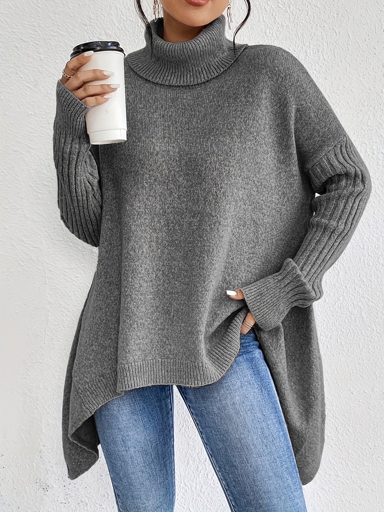 Women's Oversized Sweater Turtleneck Long Sleeve Casual Knit Tunic Pullover Sweaters Tops 2025 Fall Winter Outfits - Seldom Seen Styles