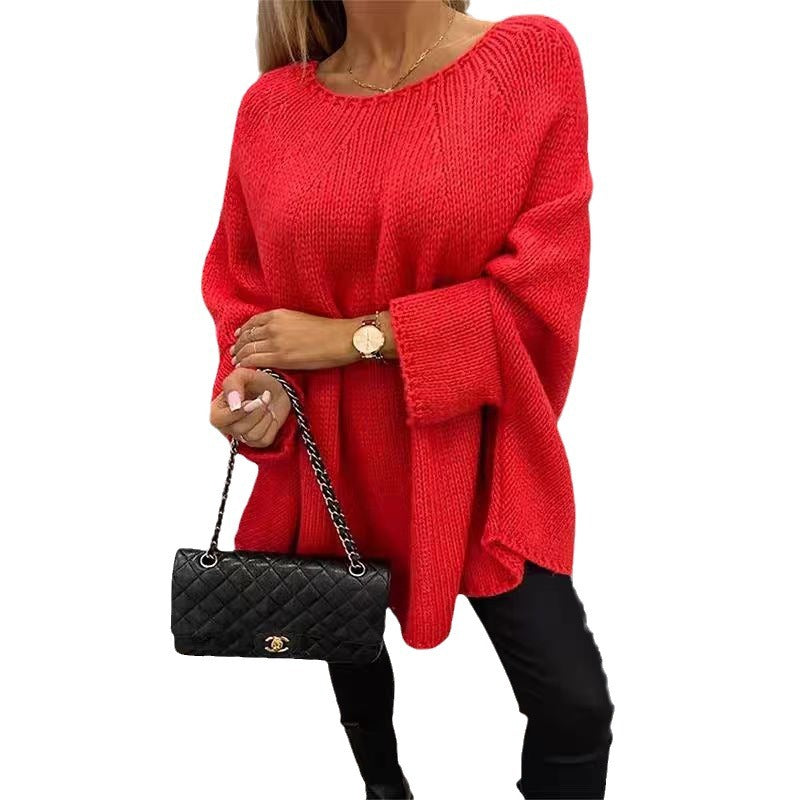 2024Amazon Autumn and Winter New Europe and America Cross Border Sweater Women's Cape Poncho Fashionable Knitted Shawl Sweater