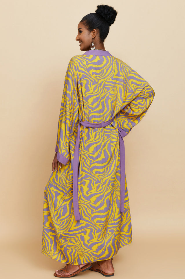 Print Belted Kimono Dress - Seldom Seen Styles