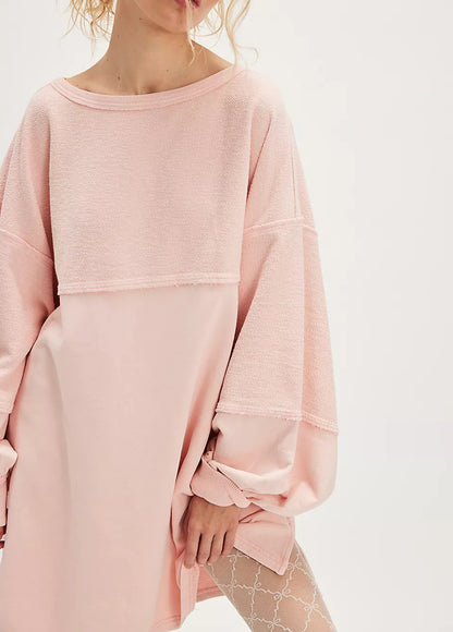 Damen Sommer Lose T-Shirt Stern Patch Langarm Rundhals Casual Tops Streetwear