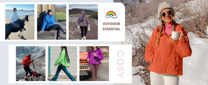 Womens Oversized Hooded Puffer Jacket Lightweight Pullover Hoodies Quilted Dolman Long Sleeve Warm Winter Coat