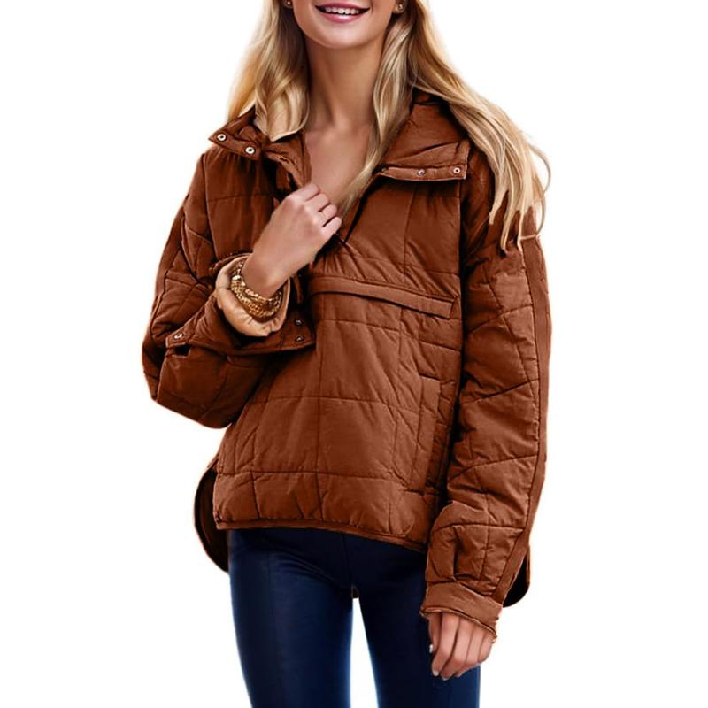 Womens Oversized Hooded Puffer Jacket Lightweight Pullover Hoodies Quilted Dolman Long Sleeve Warm Winter Coat - Seldom Seen Styles