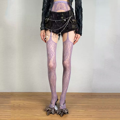 Spring and Autumn Striped Dark Red Millennium Hot-Selling Slimming Stockings Retro Dark Pattern Hot Girl Versatile Thin Pantyhose