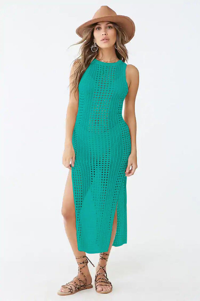Knitted Cutout Split Beach Cover Up Dress - Seldom Seen Styles