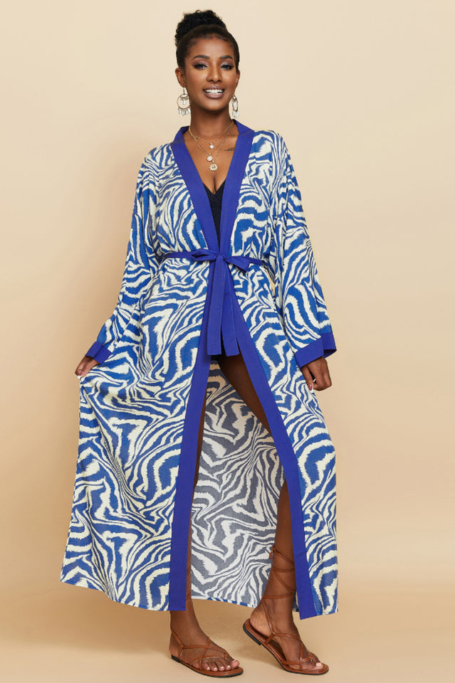 Print Belted Kimono Dress - Seldom Seen Styles