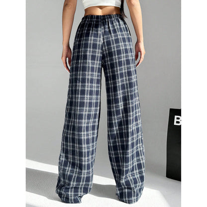Damenhose mit Buchstaben-Leopardenmuster und geradem Bein, elastische Taille, Y2K-Hose, Unterteil mit Taschen
