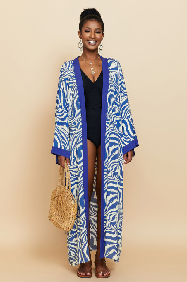 Print Belted Kimono Dress - Seldom Seen Styles