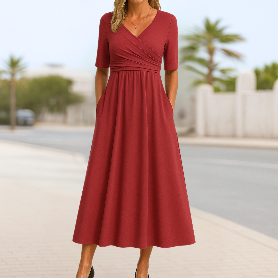 Women’s Dress | Crossed V-Neck Short Sleeve - Seldom Seen Styles