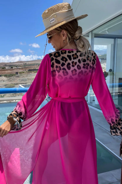 Leopard Print Tie Waist Kaftan