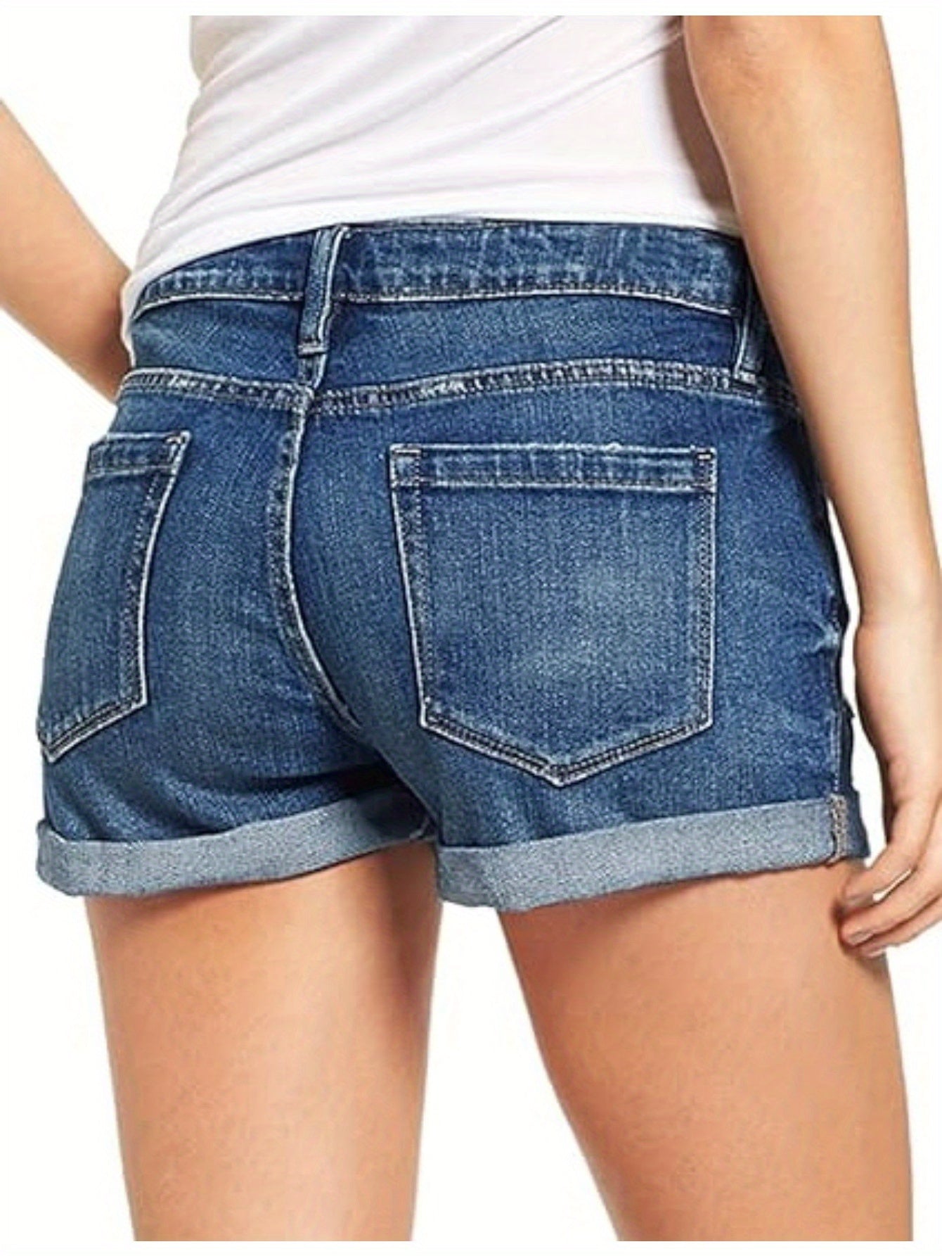 Womens High-Waisted Distressed Denim Shorts - Breathable, Slight Stretch, Solid Color, Machine Washable - Perfect for Spring and Summer Fashion