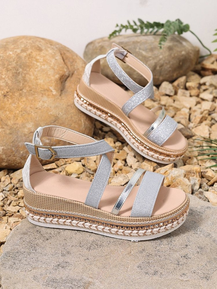 Women's Silver Zipper Hollow Fashion Sandals - Seldom Seen Styles