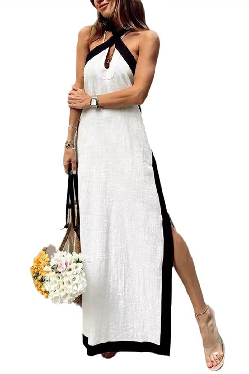 Ladies' Neck Hanging Hollow Slit Casual Temperament Dress - Seldom Seen Styles