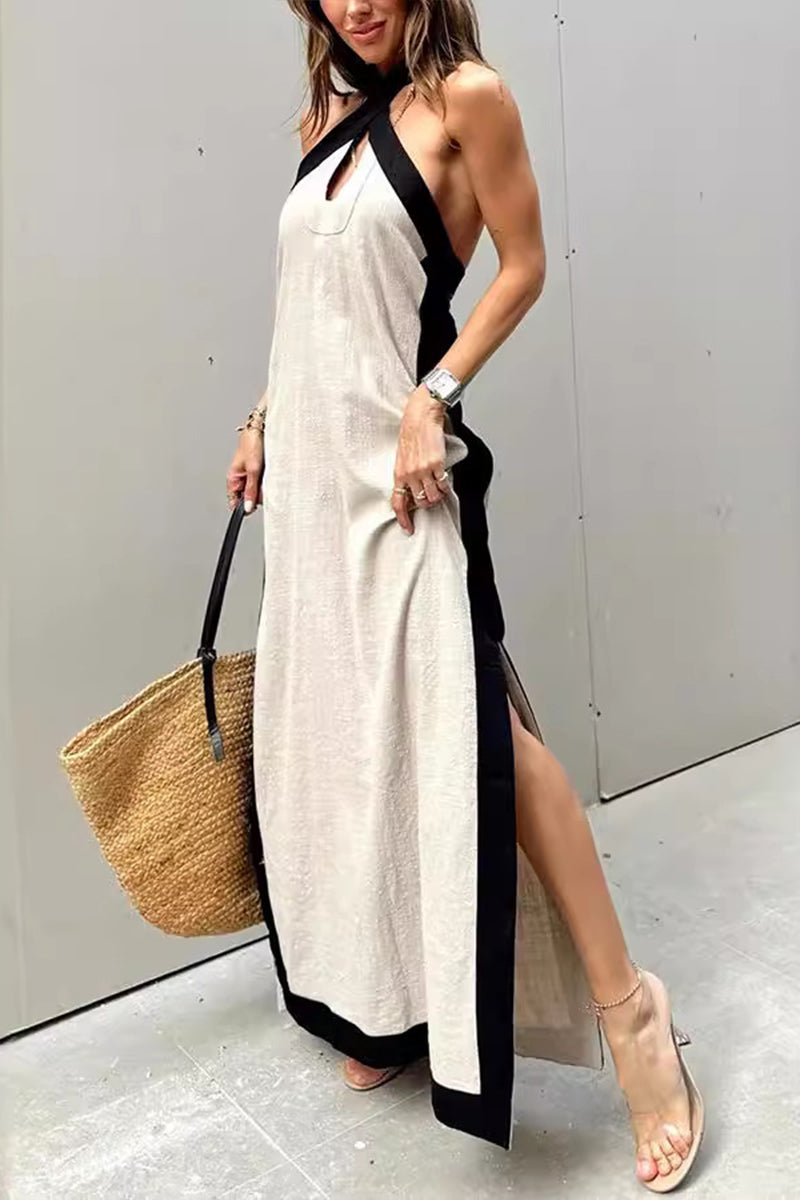Ladies' Neck Hanging Hollow Slit Casual Temperament Dress - Seldom Seen Styles